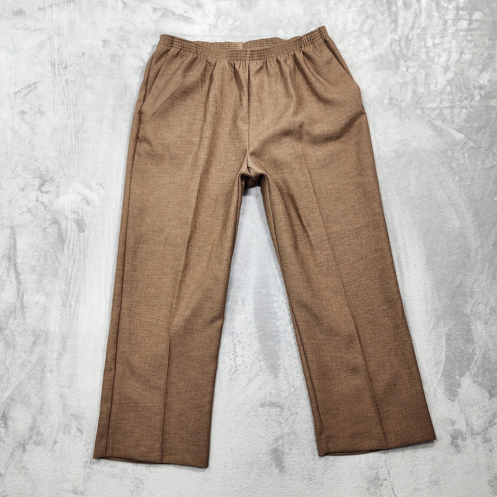 Vintage Alfred Dunner Pants Women 18W Brown Twill Pull On Relaxed Casual Pockets